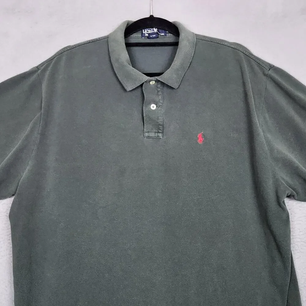 Polo Ralph Lauren Polo Shirt Mens 2XL Green Pique Knit Short Sleeve Red Pony
